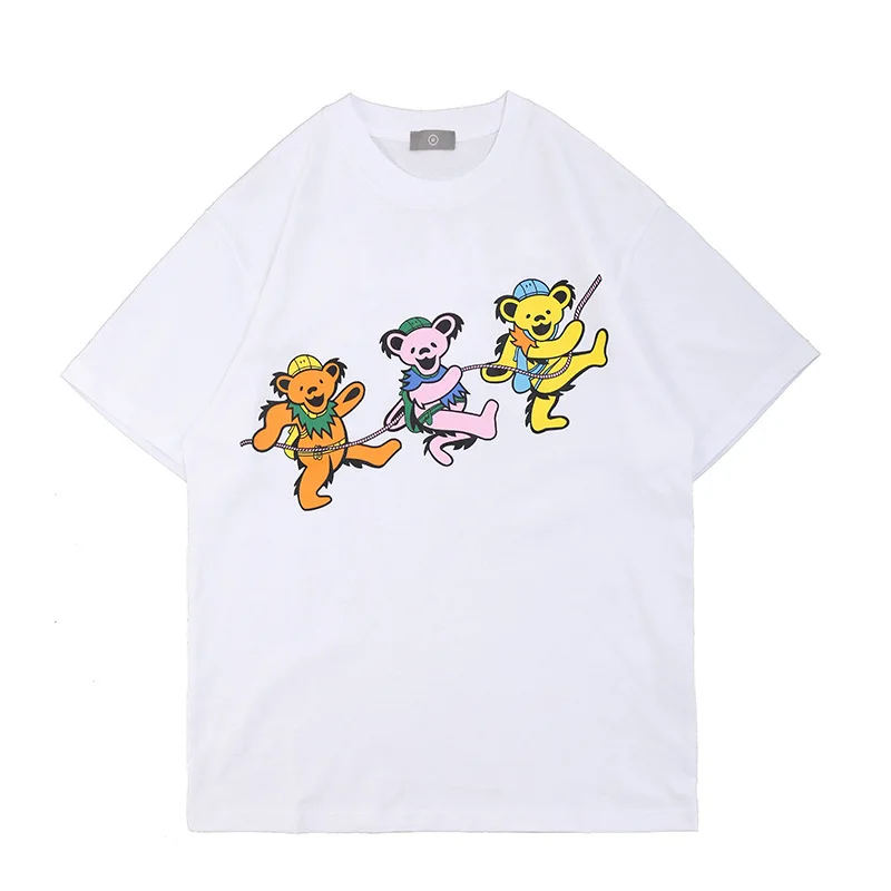 

New Fashion Cartoons Bear Print Casual Loose Short Sleeve T-shirt for Men Women Summer 2021 Oversized T Shirt