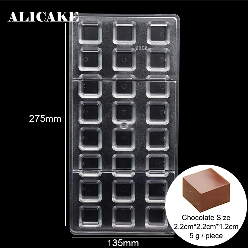 

3D Chocolate Candy Bar Molds Square Fondant Forms Polycarbonate Plastic Tray Moldes Cake Baking Pastry Bakery Baker Tools Moulds