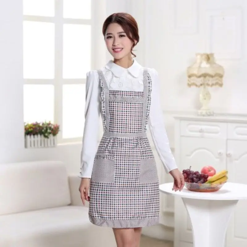 

Women Lady Restaurant Home Kitchen For Pocket Cooking Cotton Apron Bib Household Cleaning kitchen cooking Tools Apron Dress