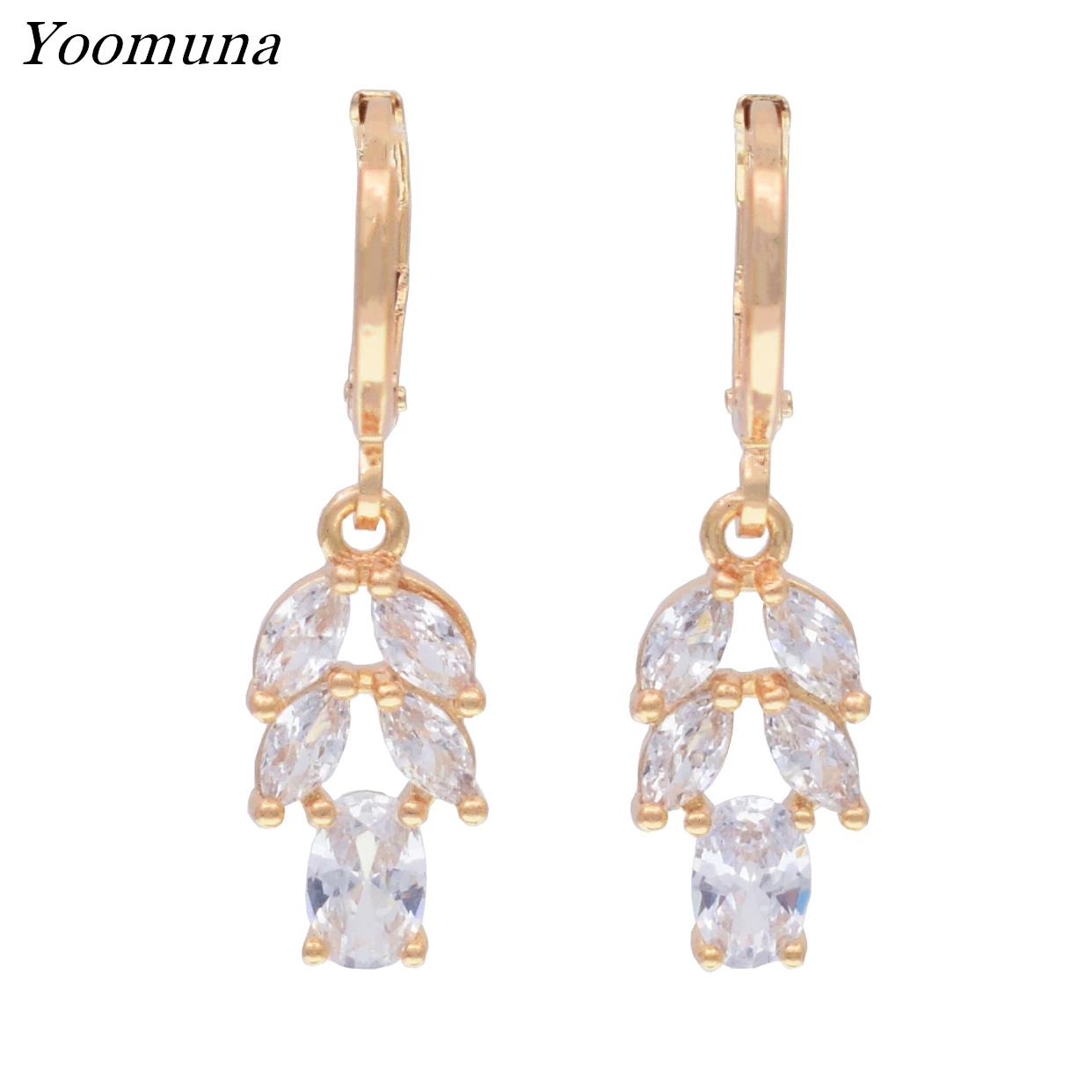 Модные серьги из розового золота для женщин Висячие длинные Кубического