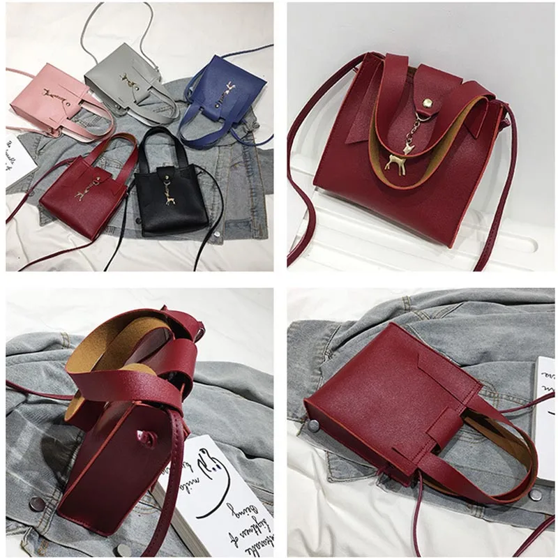 Женская маленькая квадратная сумка из искусственной кожи декор в виде оленя