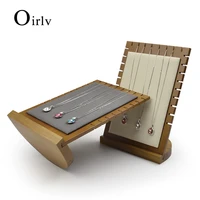oirlv wooden display necklace pendant chain bracelets holder jewelry organizer tray necklace display showcase