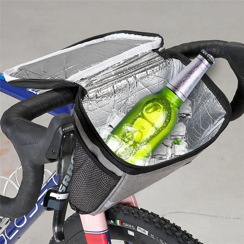 

Reflective Bicycle Handlebar Front Basket Insulated Cooler Bag Outdoor Cycling Mountain Bike Front Tube Bag Pack Accessories U3
