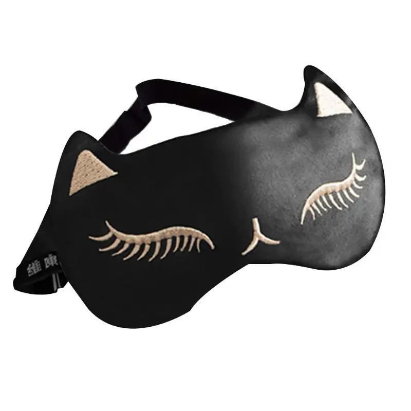 Cute Cat Eyelashes Embroidered Sleeping Eye Mask Women Girls Adjustable Strap Ice Gel Cold Pack Cool Compress Blindfold Eyeshade | Красота и