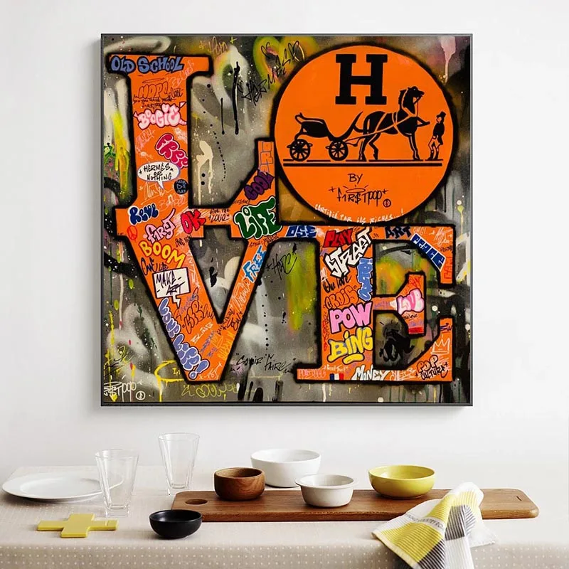 

Graffiti Love Canvas Painting Wall Art Abstract Letter Love Posters and Prints Wall Picture for Living Bed Room Home Decor