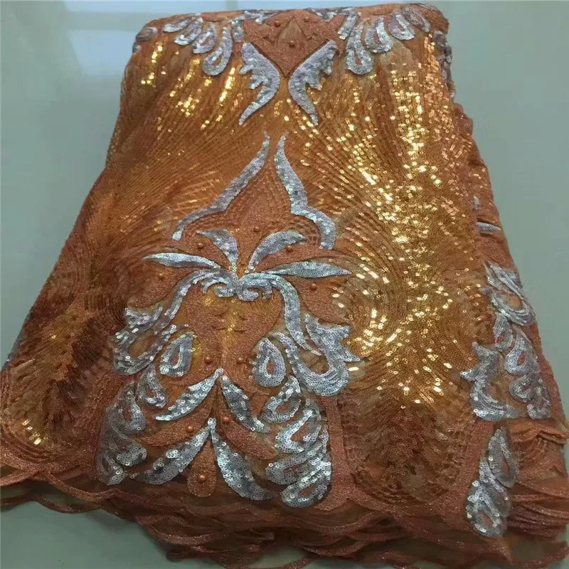 Ярко-синий цвет 2019 высококачественные 3d блестки в нигерийском стиле 5 ярдов