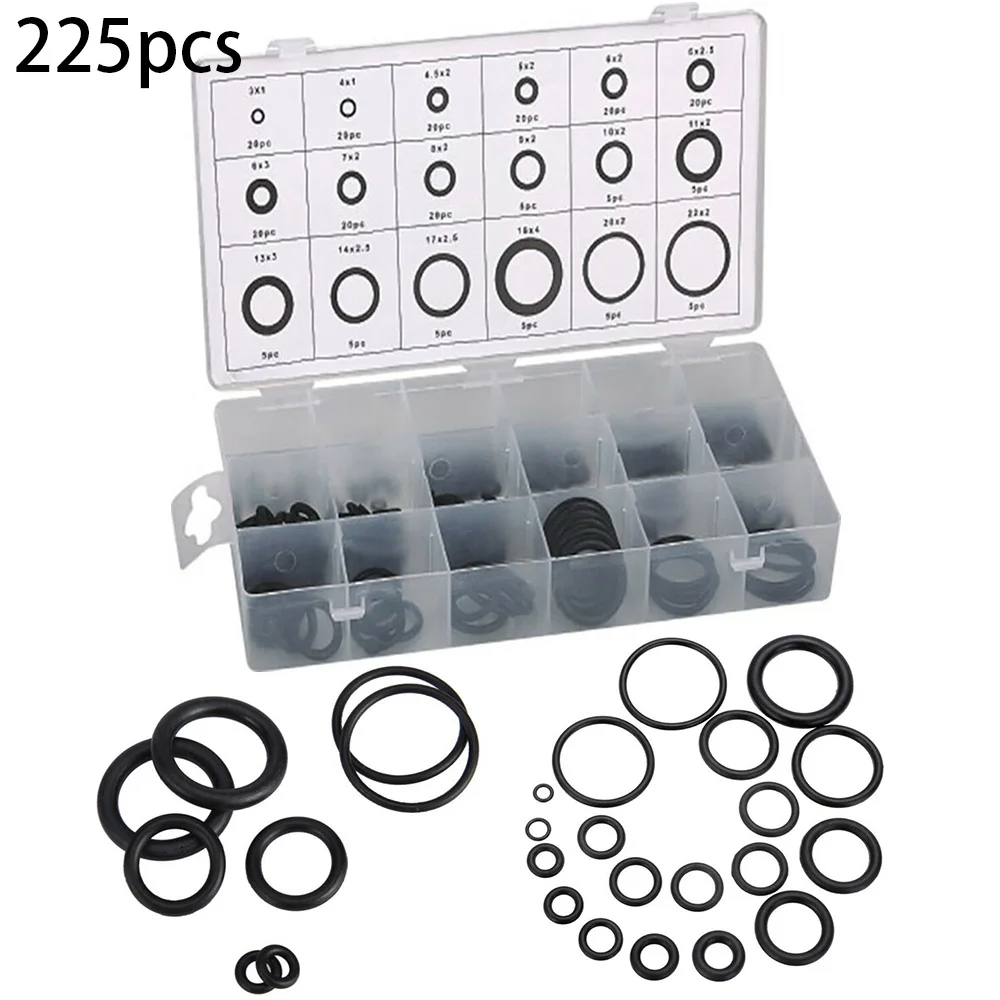 

225 Pcs Rubber Sealing Washer Assortment O Ring Gasket Plumbing Garage Sealing Assort Set Kit For Gas Automotive Faucet Repair