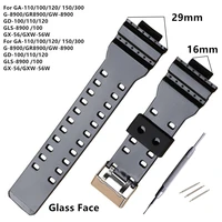 16mm gloss pu watchband for ga 110 ga 100 gd 100 men sports waterproof replacement bracelet band strap