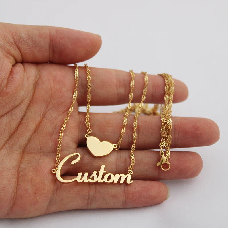 Индивидуальное ожерелье с именем на заказ цепочкой в форме водной ряби из