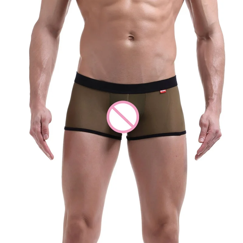 Мужские боксеры сексуальные хлопковые шорты сетчатые прозрачные удобные трусы