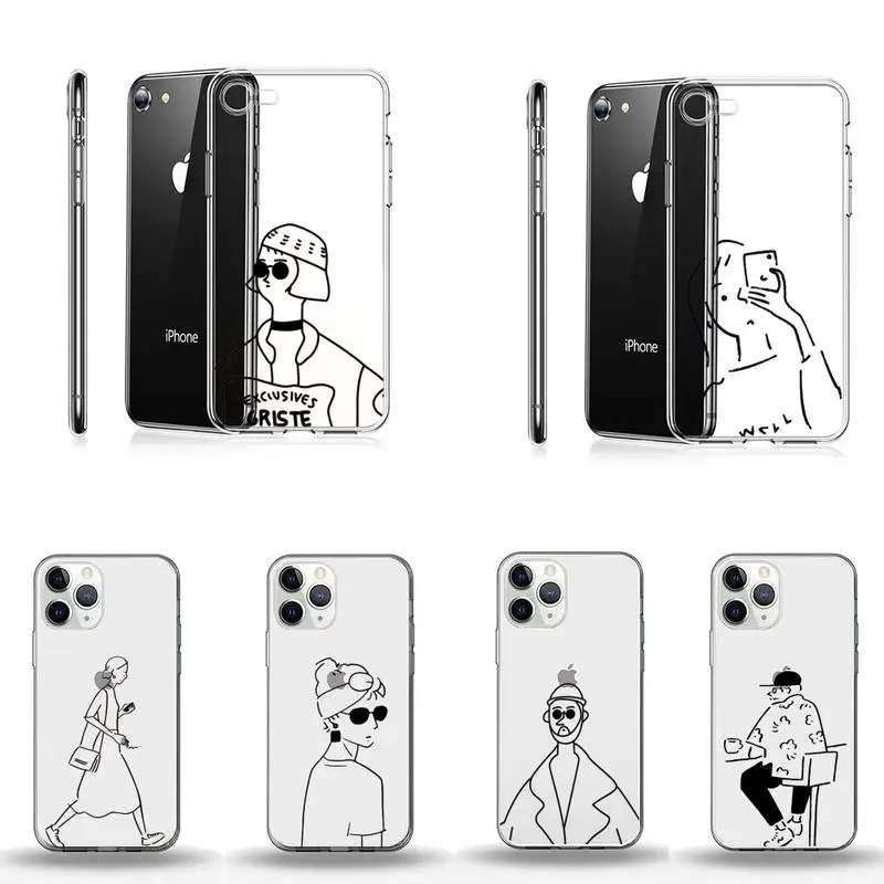 

killer Leon Matilda simple line art Phone Case Transparent for iPhone Samsung A S 11 12 6 7 8 9 10 20 Pro X XS Max XR Plus lite