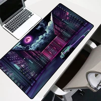mairuige animation mouse pad night city gaming mouse pad computer notebook non slip wireless charging mouse pad desk mat 90x40