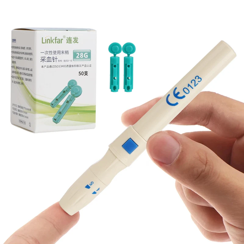 

Lancet Pen Lancing Device Glucose Test Diabetics Blood Collect Adjustable Depth Blood Sampling Pen Accessories with 50 Needles