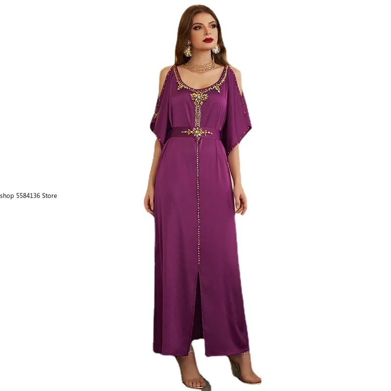 Vestidos Fiesta 2021 Vintage Long Maxi Satin Dress Plus Size Party Evening Dresses For Women Clothing Robe Longue Femme Noel
