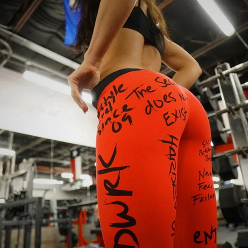 

Bauhinia Letter Printed Women Sport Leggings High Waisted Push Up Yoga Pants Woman Slim Fit Fitness Running Trousers Ladies