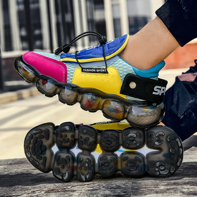 

2020 New Fashion Height Increasing Casual Shoes For Male Mesh Breathable Slip on Thick Sole Men Sneakers Plus Size 39-45