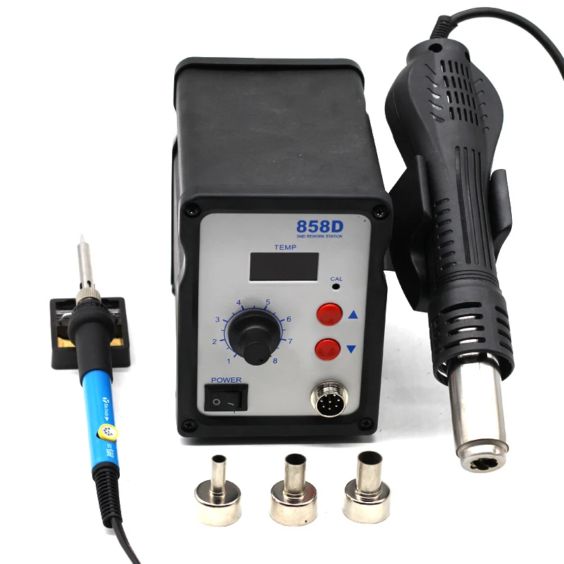 Паяльная станция SMD 858D + 60 вт пистолет с горячим воздухом паяльник регулируемой