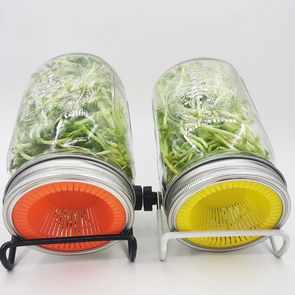 

2PCS Mason Jars Lid Sprouting Strainer Lids Mason Jar Fermentation Lids With Stainless Steel Cover For Wide Mouth Lid Multicolor