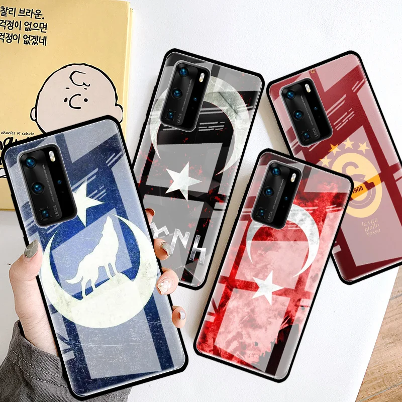 

Republic Of Turkey Flag Glass Case For Huawei P20 P40 Lite E P30 Pro P Smart 2019 Mate 10 20 X Stalinite Phone Cover Capas