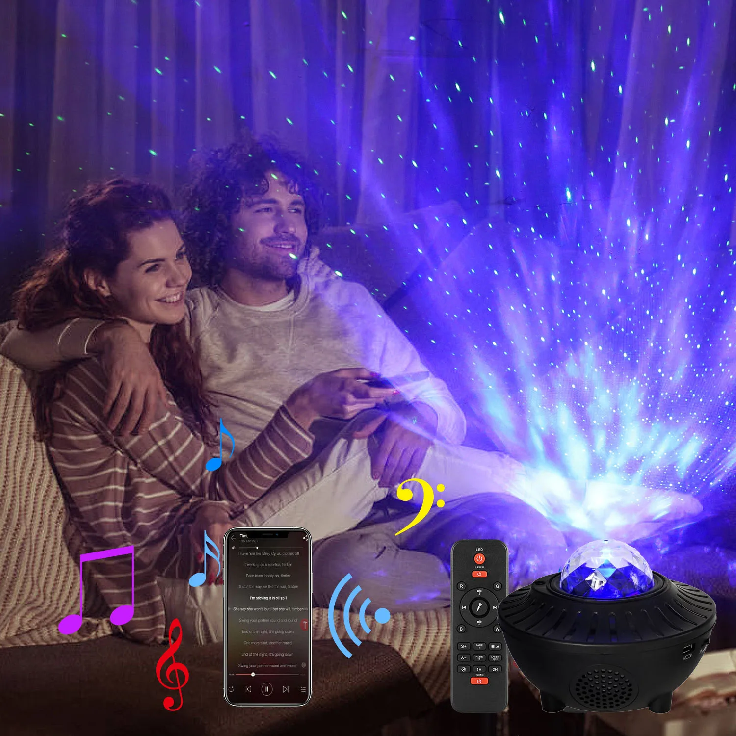 

Colorful Star Projector Light Bluetooth Usb Voice Control Music Player Led Night Light Starry Sky Projector Lamp
