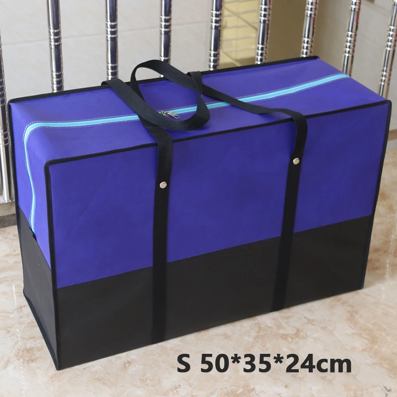 BLUE S 50x35x24cm Переносная большая сумка из водонепроницаемого холста, Большая вместительная Мужская Дорожная сумка из ткани Оксфорд, стеганая сумка, упаковка для багажа - Цвет: BLUE S 50x35x24cm