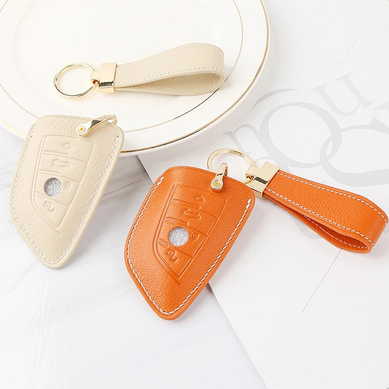 

Leather Car Key Case Cover Shell Protector for BMW X5 F15 X6 F16 G30 7 Series G11 X1 F48 F39 F20 G20 G05 Key Bag Accessories