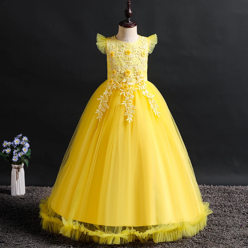 Flower Girls Dress Opening Wedding Party Ceremony Clothing Silk Tutu Evening Elegant Princess Kids Vestidos | Детская одежда и