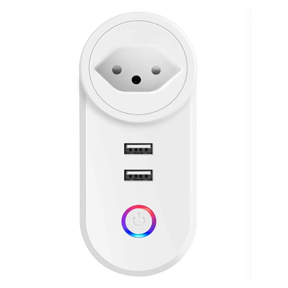 

Smart Power Strip Wifi Smart Socket With Two Usb 100-240v Wifi Type 2.4ghz European Standard British Standard Brazil India
