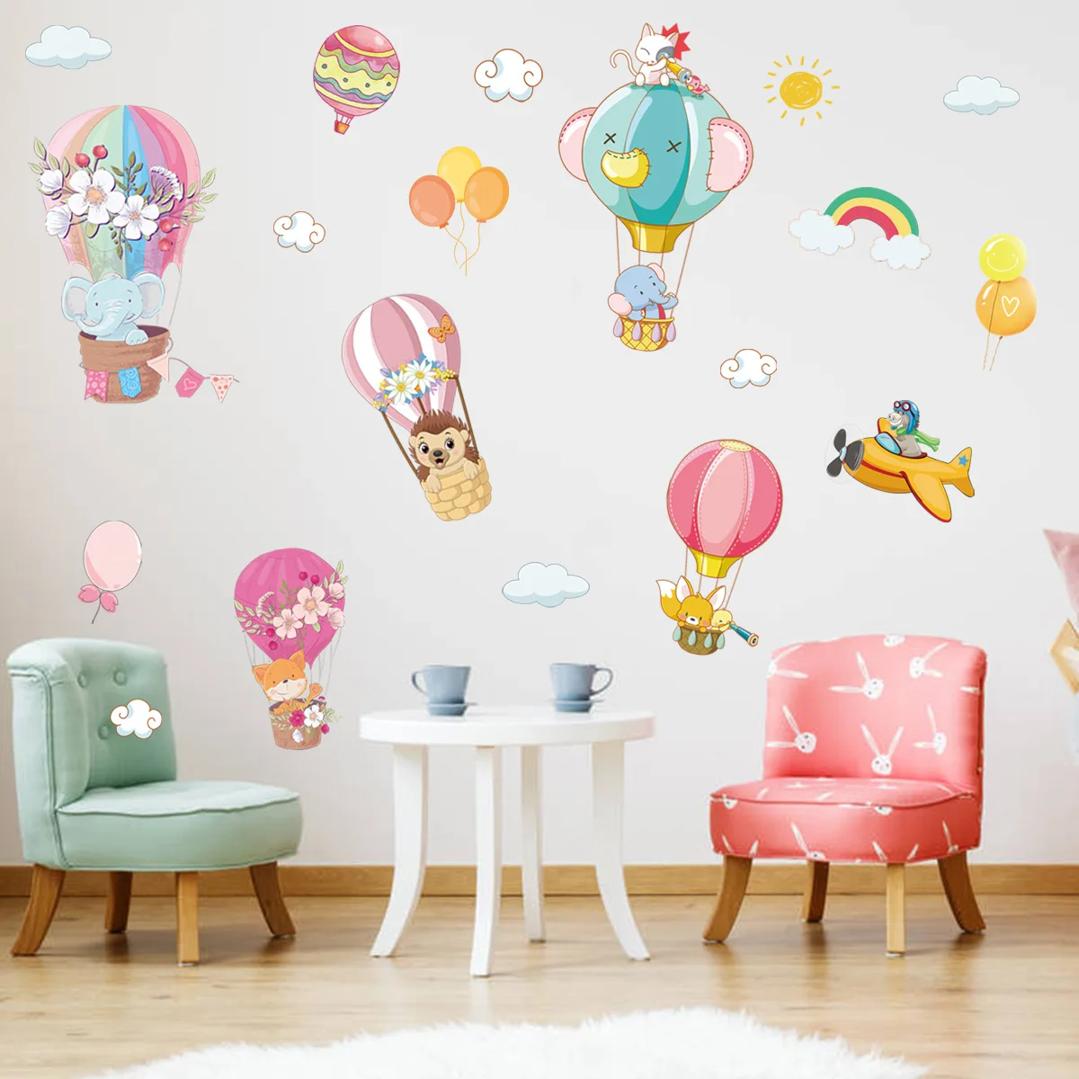 

Новые Розовые настенные наклейки с воздушным шаром, декоративные наклейки в стиле девушки, украшения для детской комнаты, спальни, настенны...