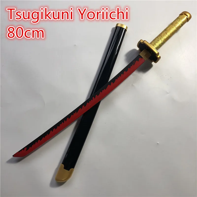 

Anime 1:1 Demon Slayer Sword Weapon Tsugikuni Yoriichi Sowrd Kimetsu no Yaiba Cosplay Ninja Knife Wood Sword 80cm