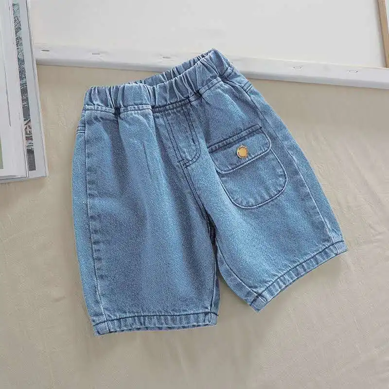 Корейские детские штаны 2020 летние новые джинсовые шорты для мальчиков и девочек
