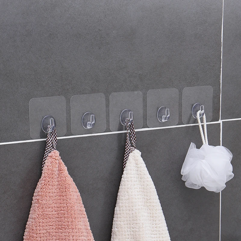 Прозрачные крепкие самоклеящиеся вешалки для дверей многоразовые клейкие