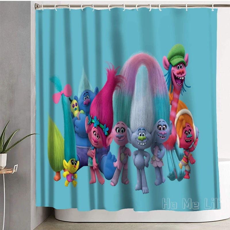 

Trolls World Tour Shower Curtain Decor Waterproof Bathroom Decorations