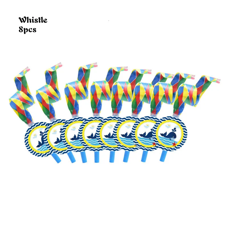 Whistle Синий навигационный декор для дня рождения, одноразовая посуда для плавания с Китом, тарелки, салфетки для детей, детские вечерние принадлежности для душа - Цвет: Whistle