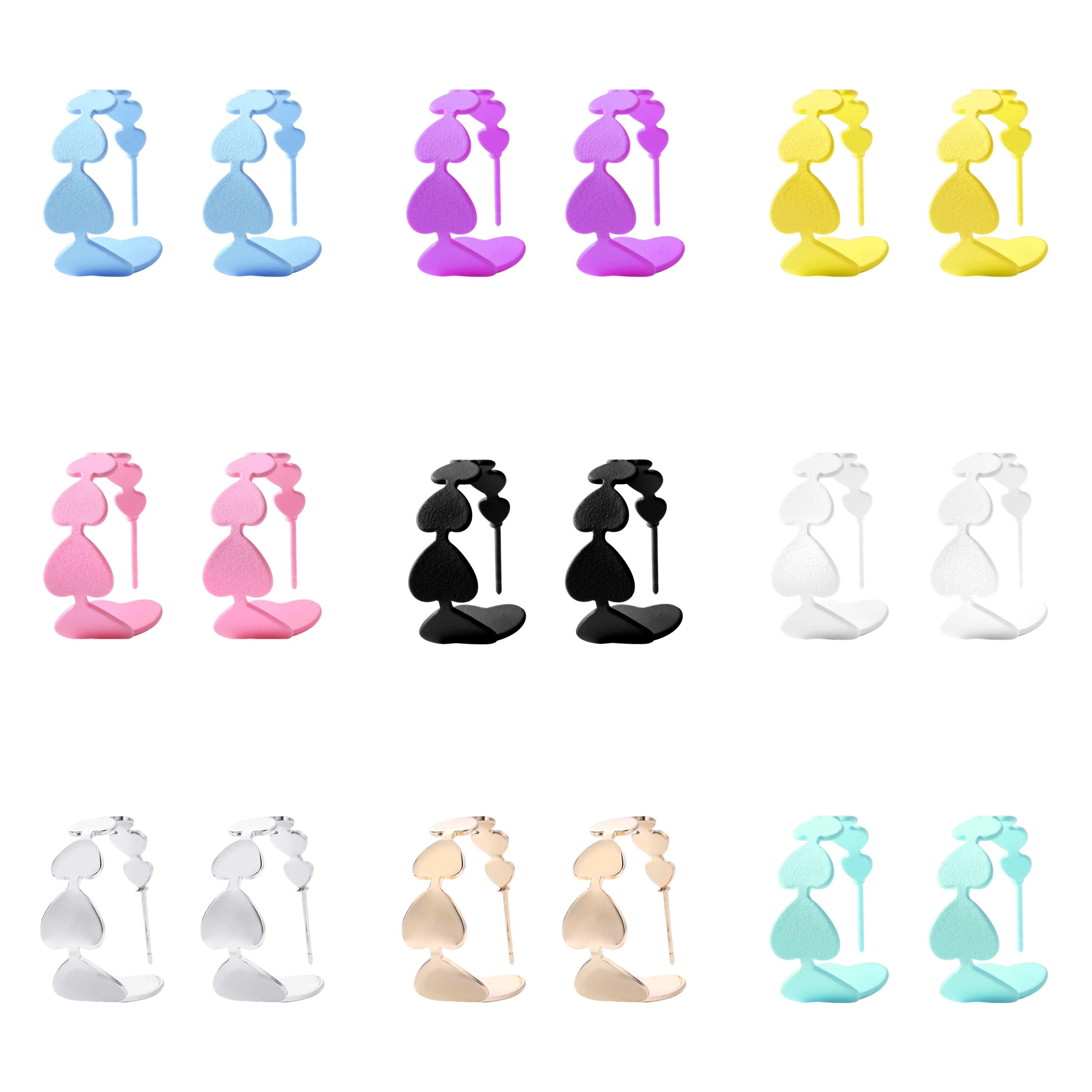 

Новое поступление, цветные геометрические серьги-гвоздики Dvacaman в форме сердца с-образной краской, металлические серьги для женщин, ювелирн...