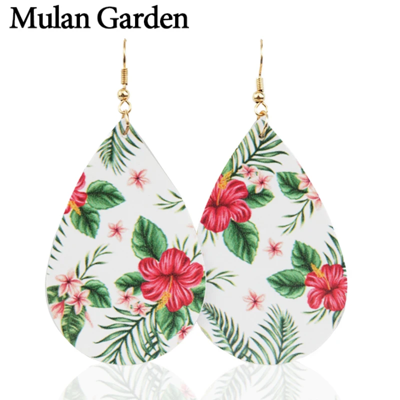 M &amp G модные серьги из искусственной кожи с цветком для женщин эффектные