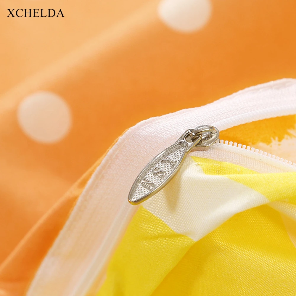 Комплект постельного белья для всей семьи пододеяльник двуспальная желтая