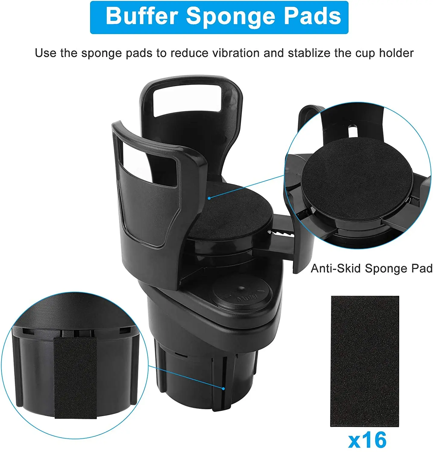 Soporte Universal multifuncional para bebidas de coche, adaptador expansor 360 ajustable giratorio, Base para sujetar estante de almacenamiento, 2 en 1-3