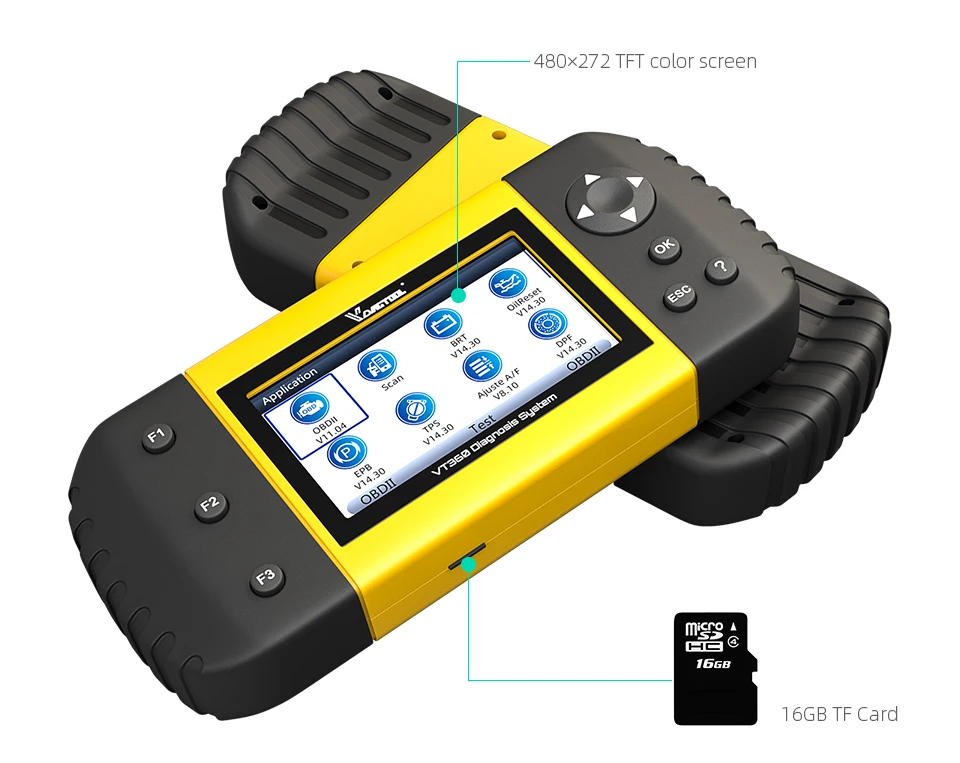 Диагностический сканер VDIAGTOOL VT360 для всех систем диагностики автомобиля OBD2