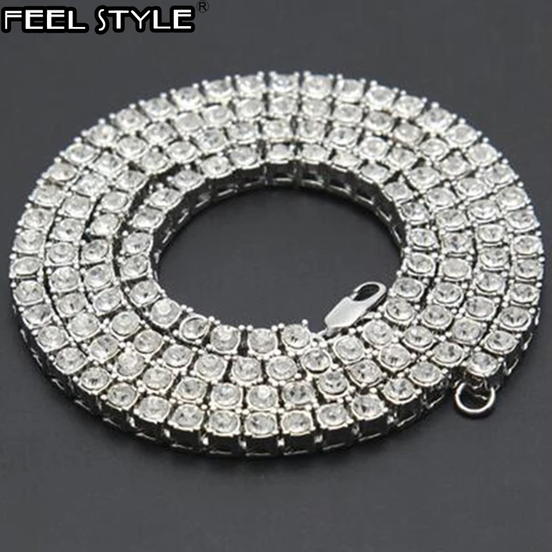 Хип хоп 5 мм МУЖСКАЯ ТЕННИСНАЯ цепочка со льдом + браслет 1 ряд горного хрусталя