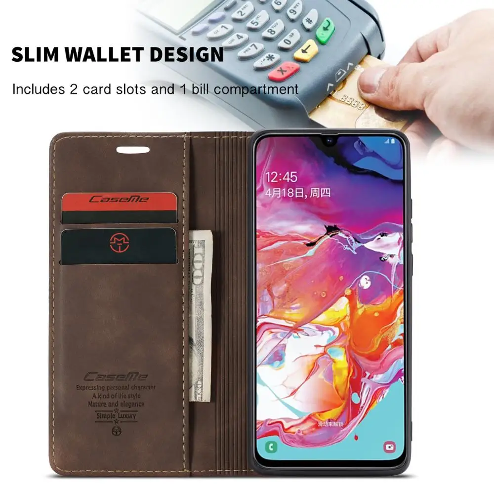 Магнитный кожаный чехол-книжка с бумажником чехол для samsung A50 A70 A60 A80 A90 A40 A30 A20 A10 M10