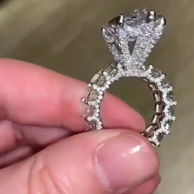 Великолепное обручальное кольцо Huitan в форме груши обещания с квадратным