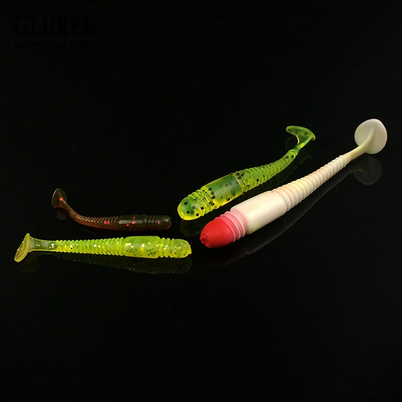 GLUREE 10 шт./лот приманки для ловли рыбы 4 5/5 5/7/8.5 см мягкие Crankbait T Хвост Личинки