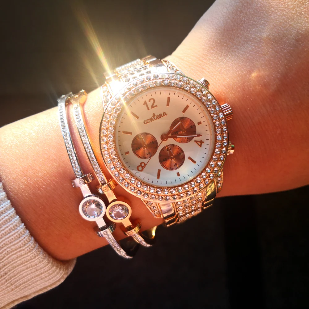 Новинка 2021 модные повседневные часы Серебристые со стразами женские элегантные