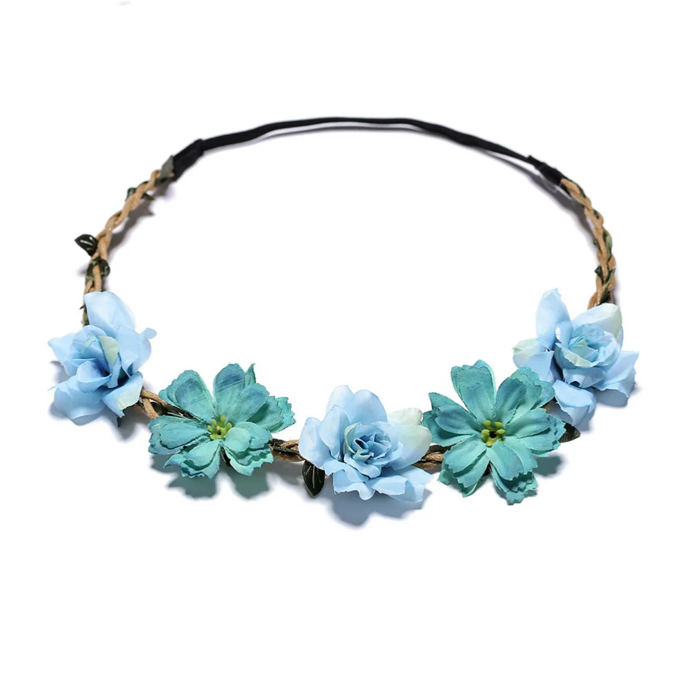 

Bride Flower Crown Hair Band Wedding Floral Headband Garland Girl Flower Wreath Elastic Hair AccessoriesParty Wedding Headpiece