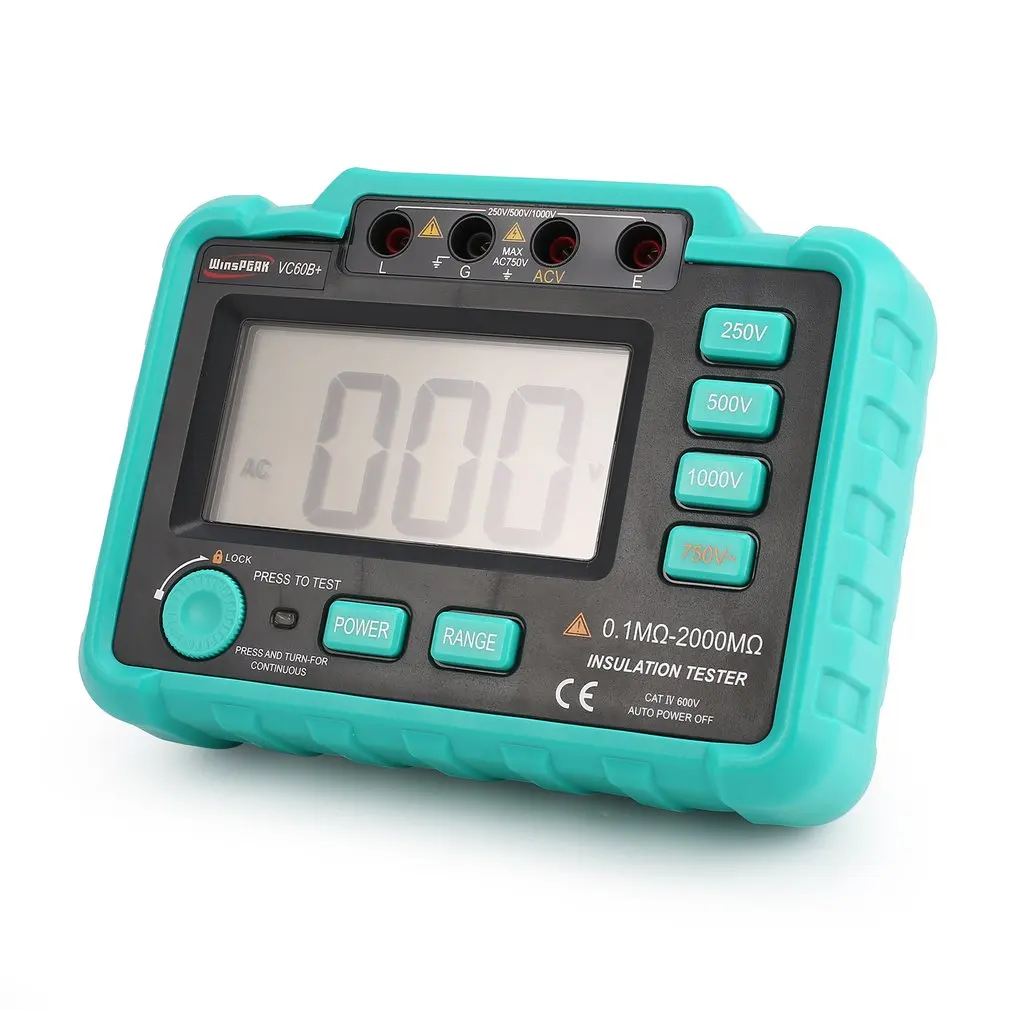

High Voltage LED Indication VC60B+ 1000V Digital Auto Range Insulation Resistance Meter Tester Megohmmeter Megger 1999 Counts