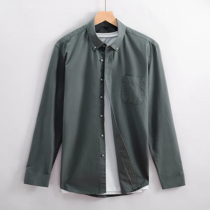 

2020 Spring Autumn 11 colors Solid Shirts For Men Clothing Slim Fit Japanese camisas Cotton Long Sleeve trend Casual Shirts