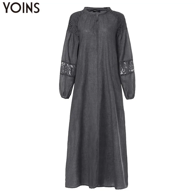 YOINS 2020 Летнее Длинное Платье рубашка женское богемное пляжное кружевное платье с