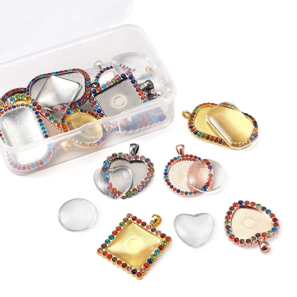 

1 Набор микс формы стразы кабошоны принадлежности кабошоны разрисованные изделия из стекла лоток пустая основа для Подвески Fit ожерелье "сд...