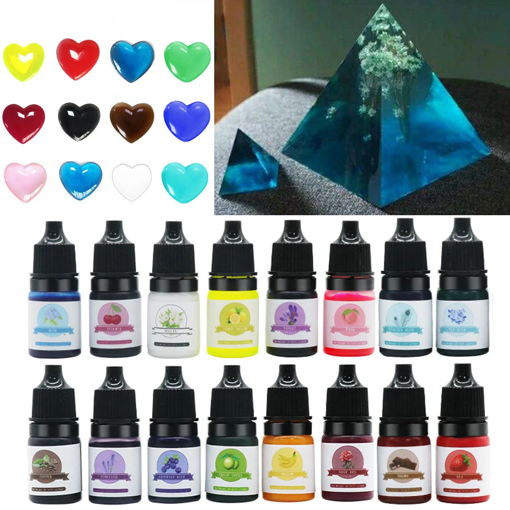 Pigmento epoxi l&iacute;quido para manualidades, colorante de resina altamente concentrado, recuerdo de flor, 24 colores por juego, 5ml-0